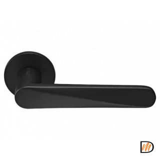 Ручка дверная CAYAN MH-58-R6 BL раздельная на круглой розетке 6 мм, цвет чёрный, ЦАМ Light