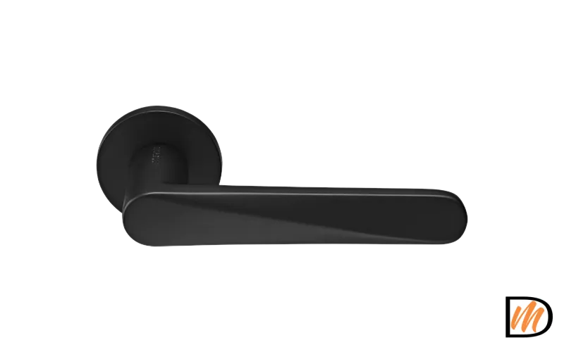 Ручка дверная CAYAN MH-58-R6 BL раздельная на круглой розетке 6 мм, цвет чёрный, ЦАМ Light