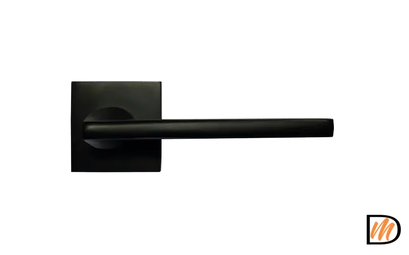 Ручка дверная KAFFEE MH-50-S6 BL раздельная на квадратном основании, цвет черный ЦАМ Light