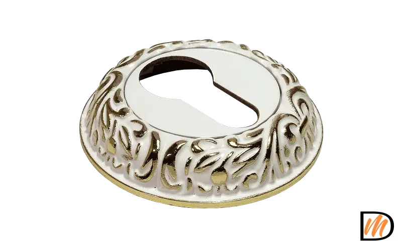 Накладка MH-KH-CLP W/PG на ключевой цилиндр, цвет белая эмаль/золото