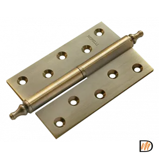 Петля карточная разъемная латунная MB 120X80X3.5 AB L C с коронкой левая, врезная, цвет античная бронза