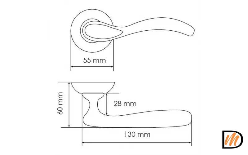 Ручка дверная CATHERINE MH-36-CLP W/PG раздельная на круглом основании, цвет белая эмаль/золото, ЦАМ Light