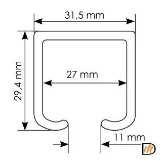 Верхняя направляющая для раздвижных дверей TRACK 2M, 2 метра
