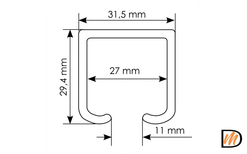 Верхняя направляющая для раздвижных дверей TRACK 2M, 2 метра