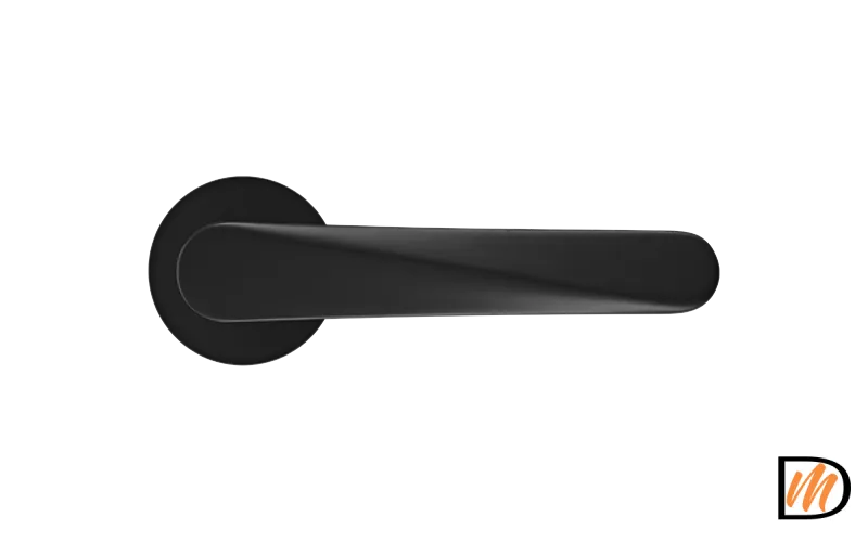 Ручка дверная CAYAN MH-58-R6 BL раздельная на круглой розетке 6 мм, цвет чёрный, ЦАМ Light