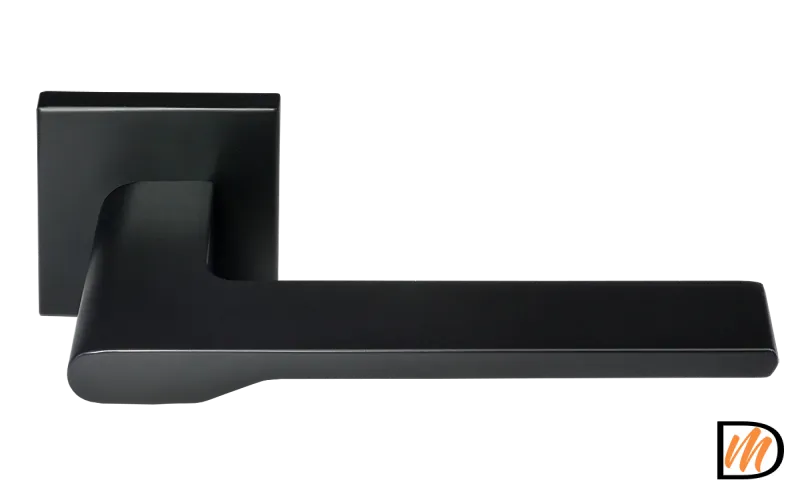 Ручка дверная MERCURY MH-53-S6 BL раздельная на квадратной накладке, цвет черный, ЦАМ Light