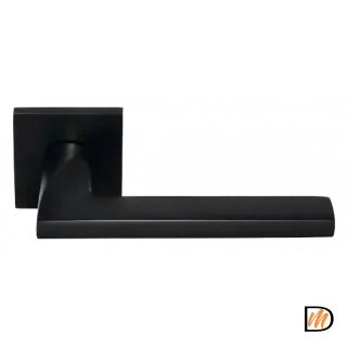 Ручка дверная KAFFEE MH-50-S6 BL раздельная на квадратном основании, цвет черный ЦАМ Light