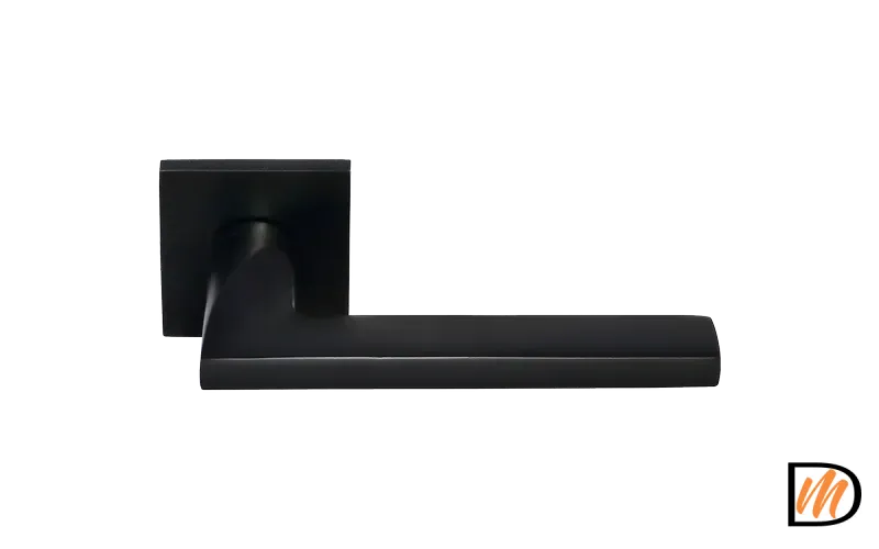 Ручка дверная KAFFEE MH-50-S6 BL раздельная на квадратном основании, цвет черный ЦАМ Light