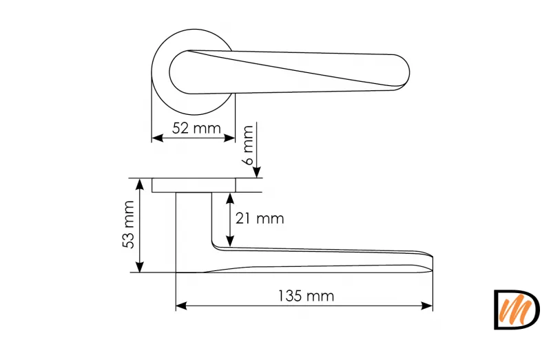 Ручка дверная CAYAN MH-58-R6 SC раздельная на круглой розетке 6 мм, цвет - матовый хром, ЦАМ Light