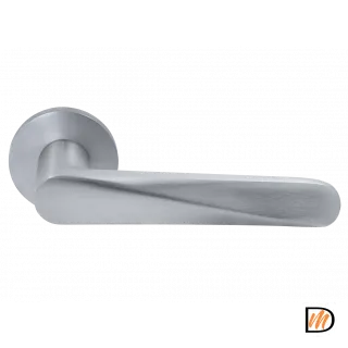 Ручка дверная CAYAN MH-58-R6 SC раздельная на круглой розетке 6 мм, цвет - матовый хром, ЦАМ Light