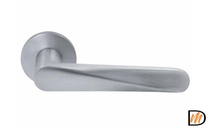 Ручка дверная CAYAN MH-58-R6 SC раздельная на круглой розетке 6 мм, цвет - матовый хром, ЦАМ Light