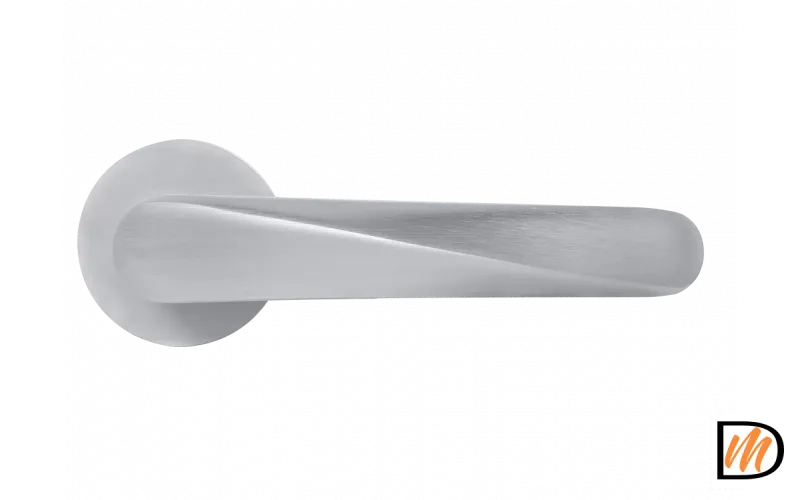 Ручка дверная CAYAN MH-58-R6 SC раздельная на круглой розетке 6 мм, цвет - матовый хром, ЦАМ Light