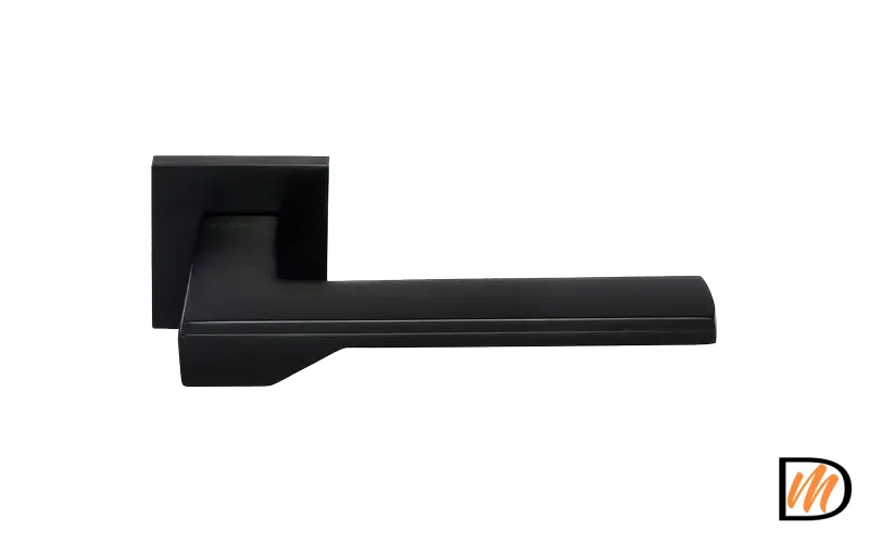 Ручка дверная PIERRES MH-49-S6 BL раздельная на квадратной розетке, цвет черный, ЦАМ Light