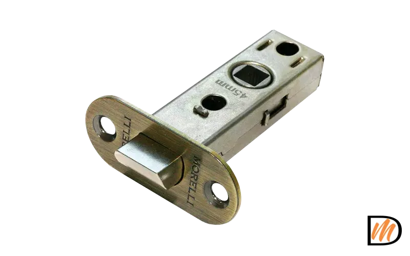 Защелка межкомнатная OL6-45 AB скругленная планка металлический язычек, цвет античная бронза