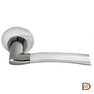 Ручка дверная ПИЗА MH-06 SN/BN раздельная на круглой розетке, цвет бел. никель/черн. никель,ЦАМ Light