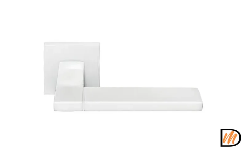 Ручка дверная YSTAD MH-47-S6 W раздельная на квадратном основании, цвет белый, ЦАМ Light