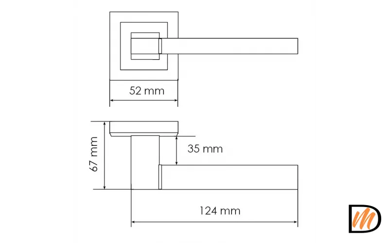 Ручка дверная YSTAD MH-47-S6 W раздельная на квадратном основании, цвет белый, ЦАМ Light