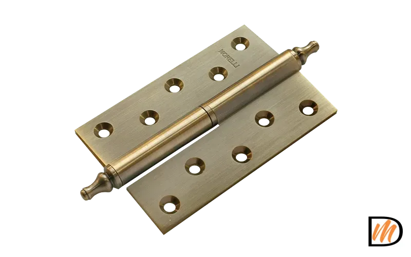 Петля карточная разъемная латунная MB 120X80X3.5 AB R C с коронкой правая, верзная, цвет античная бронза