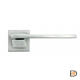 Ручка дверная GVI MH-29 SC/CP-S раздельная на квадратной накладке, цвет матовый хром/хром, ЦАМ