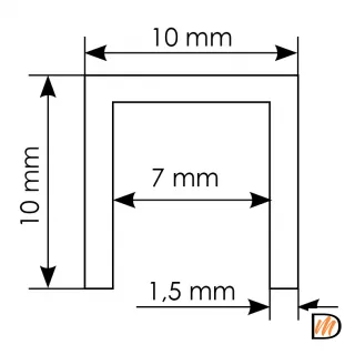 Нижняя направляющая для раздвижных дверей TRACK-B 1M, 1 метр, 10x10x10мм