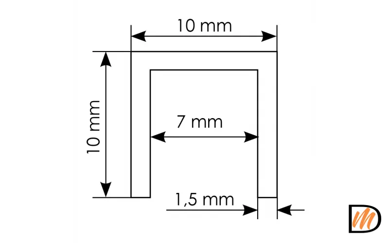 Нижняя направляющая для раздвижных дверей TRACK-B 1M, 1 метр, 10x10x10мм