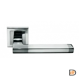 Ручка дверная PANTS MH-35 SN/BN-S раздельная на квадратной розетке, цвет бел.никель/черн. никель, ЦАМ Light