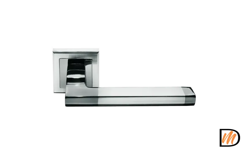 Ручка дверная PANTS MH-35 SN/BN-S раздельная на квадратной розетке, цвет бел.никель/черн. никель, ЦАМ Light