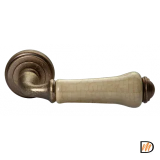 Ручка дверная UMBERTO MH-41-CLASSIC OMB/CH раздельная на круглой розетке, цвет старая матовая бронза/шампань, ЦАМ