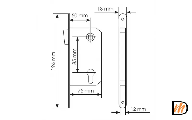 Защелка межкомнтная MM 2085 AB магнитная под цилиндр, цвет - бронза