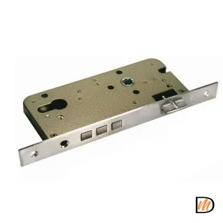 Замок межкомнатный L03 SN под цилиндр с тремя ригелями, цвет никель матовый