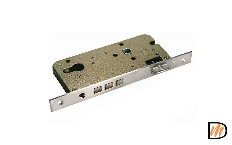 Замок межкомнатный L03 SN под цилиндр с тремя ригелями, цвет никель матовый