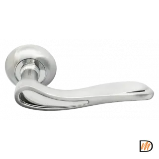 Ручка дверная LONDON EYE MH-26 SC/CP раздельная на круглой розетке, цвет мат.хром/хром, ЦАМ