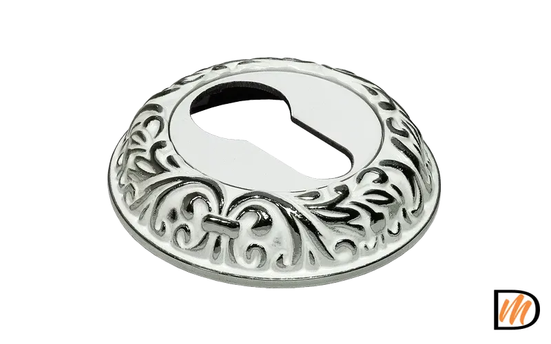 Накладка MH-KH-CLP W/PC на ключевой цилиндр, цвет белая эмаль/хром