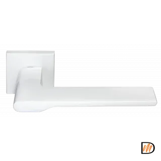 Ручка дверная MERCURY MH-53-S6 W раздельная на квадратном основании, цвет белый, ЦАМ Light