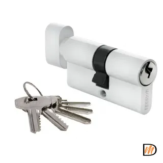 Цилиндровый механизм (личинка) 60CK W 60 мм с заверткой, цвет белый