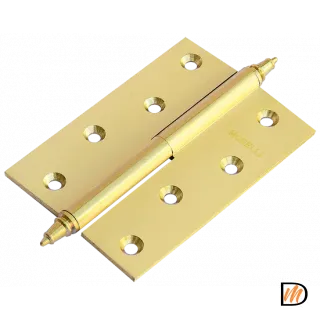 Петля разъемная карточная MB 100X70X3 SG L C латунная с коронкой левая, врезная цвет матовое золото