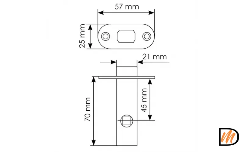 OL6-45 PG, защелка межкомнатная, скругленная планка, цвет - золото