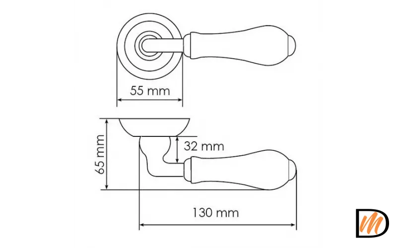 Ручка дверная UMBERTO MH-41-CLASSIC OMB/CH раздельная на круглой розетке, цвет старая матовая бронза/шампань, ЦАМ