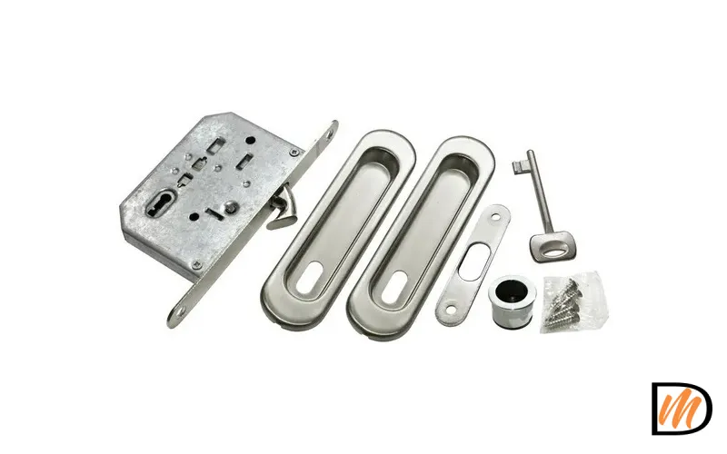 Комплект ручек для раздвижных дверей MHS150 L SC с замком, цвет мат.хром, ЦАМ