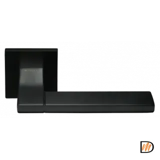 Ручка дверная YSTAD MH-47-S6 BL раздельная на квадратном основании, цвет черный, ЦАМ Light