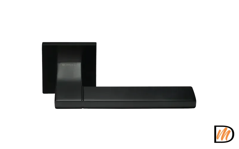 Ручка дверная YSTAD MH-47-S6 BL раздельная на квадратном основании, цвет черный, ЦАМ Light