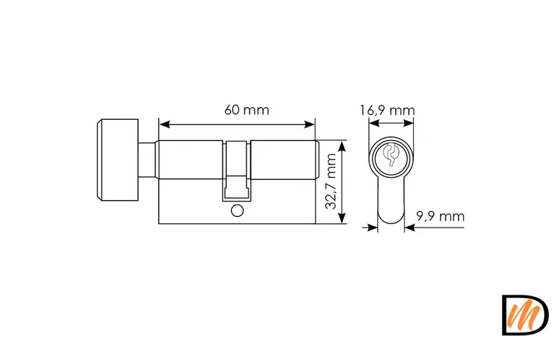 Цилиндровый механизм (личинка) 60CK W 60 мм с заверткой, цвет белый