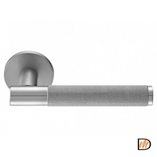 Ручка дверная AZRIELI MH-57-R6T MSC раздельная на круглой розетке 6 мм, цвет мат. сатин. хром, ЦАМ Light