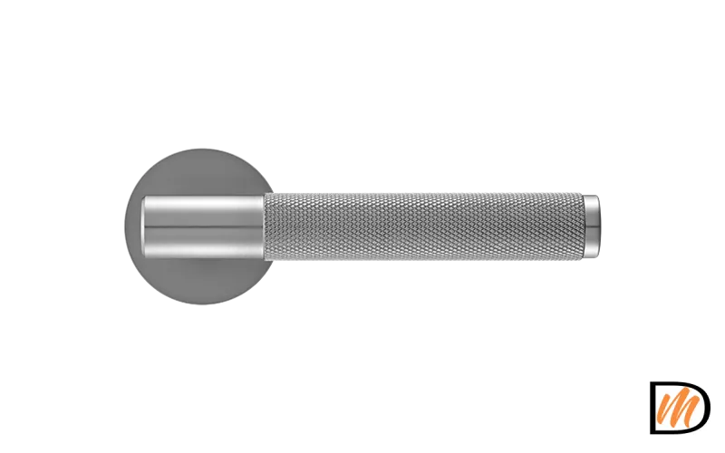 Ручка дверная AZRIELI MH-57-R6T MSC раздельная на круглой розетке 6 мм, цвет мат. сатин. хром, ЦАМ Light