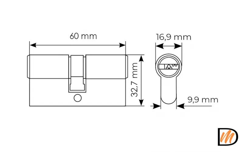 Ключевой цилиндр высокой секретности HS 60C W (60мм), цвет - белый
