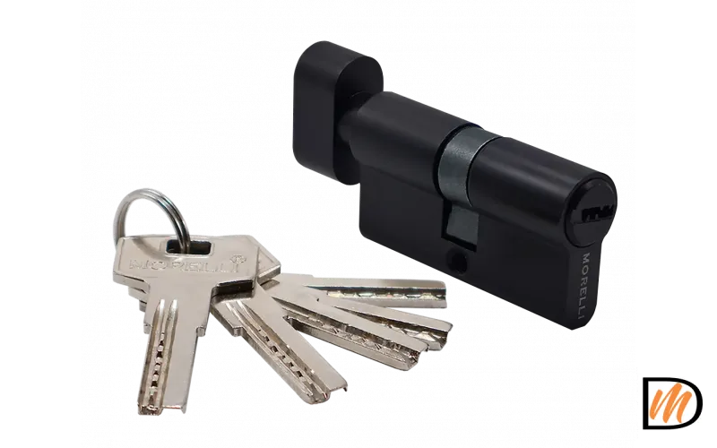 Ключевой цилиндр высокой секретности HS 60CK BL с заверткой (60мм), цвет - черный