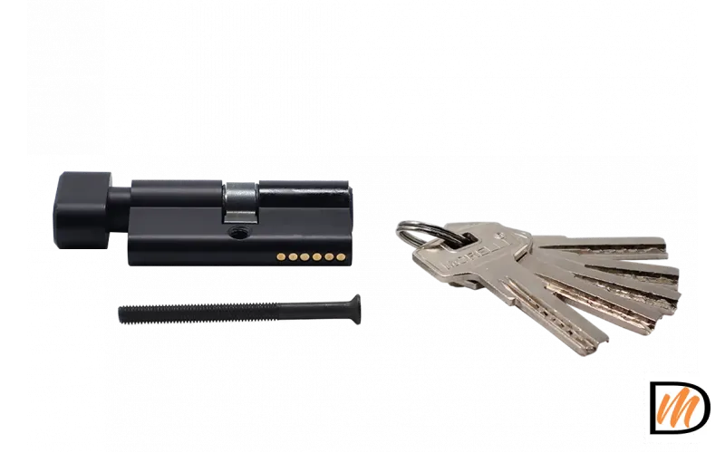 Ключевой цилиндр высокой секретности HS 60CK BL с заверткой (60мм), цвет - черный