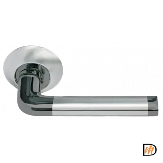 Ручка дверная КОЛОННА MH-03 SN/BN раздельная на круглом основании, цвет бел. никель/черн. никель, ЦАМ