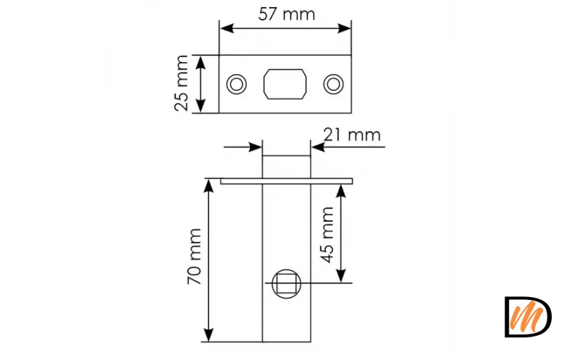 L6-45 SN, защелка межкомнатная, цвет - никель матовый