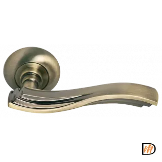 Ручка дверная МИРАЖ MH-14 MAB раздельная на круглой розетке цвет античная бронза, ЦАМ
